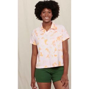 Toad&Co Yerba Short Sleeve Rugby Tie Dye Polo Shirt Women’s Size Medium